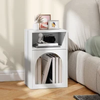 HOMCOM Bedside Table with 2 Open Compartments - White(m-10)
