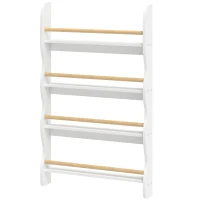 AIYAPLAY Bücherregal Kinder, Kinderregal mit 4 Regal, Wandregal mit Kippschutz Montessori 60 x 10 x 98 cm, Weiß(m-11)