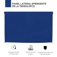 Outsunny 2 Paredes Laterales para Carpas de 3 x 3 m/3 x 6 m, 300x200 cm, Paredes Laterales de Repuesto para Cenador de Tela Oxford con Ventana, para Jardín, Exteriores, Fiestas, Azul(m-4)