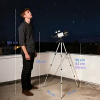 Outsunny Telescopio Refractor Astronómico para Adultos y Principiantes Apertura 70 mm con Lente Barlow Trípode Ajustable Blanco(m-3)