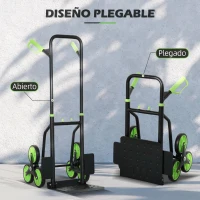 DURHAND Carretilla Plegable para Escalera con Ruedas Carga 120kg Carretilla de Mano Portátil para Entrega Almacenes Verde(m-4)