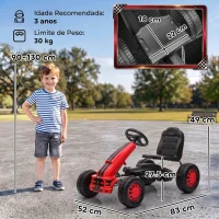 AIYAPLAY Go-Kart para Crianças +3 Anos com Assento Ajustável, Volante, Travão de Mão, Estrutura em Alumínio e Aço, até 30 kg, Vermelho(m-3)