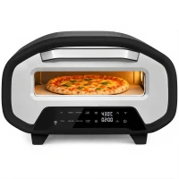 HOMCOM Cuptor pentru pizza pentru interior, cuptor electric de 30,48 cm cu 8 programe, 430 °C, temporizator, piatră ceramică, 2200 W(m-7)