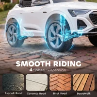 AIYAPLAY Audi Q8 etron Sportback Licensed Ride on Car with Remote Control, Four-Wheel Suspension, Soft Start for Ages 3-4, White(m-6)