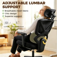 HOMCOM Mesh Desk Chair with 3D Armrests, Ergonomic Office Chair with Rotatable Headrest, Black(m-5)