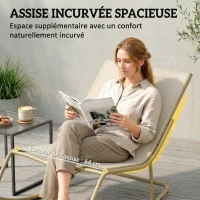 Outsunny Fauteuil à Bascule Extérieur Coussin Moelleux 125cm Large 64cm en Acier et Textilène Beige et Doré(m-5)