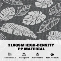 Outsunny Plastic Straw Reversible RV Outdoor Rug with Carry Bag, 182 x 274cm, Grey and White(m-4)