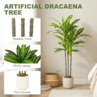 HOMCOM 90cm Lifelike Fake Tree, Artificial Dracaena Tree with Bendable Trunks, Green(m-4)