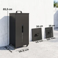 Outsunny Pelletbehälter 45 kg mit Rollen, Deckel, Sichtfenster und Sieb, Schwarz(m-3)