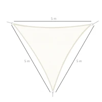 Outsunny Toldo Vela Triangular 5x5x5 m Vela de Sombra para Jardín Patio Terraza Poliéster Anti UV Color Crema(m-3)