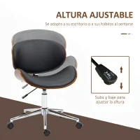 Vinsetto Silla de Oficina con Ruedas Silla de Escritorio Tapizada en PU con Asiento Ancho y Curvado Altura Ajustable Negro(m-4)