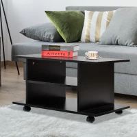 HOMCOM Meuble TV avec Roulettes 80 cm, Meuble Télé pour Téléviseur jusqu'à 42 Pouces avec Étagères Ouvertes, Style Moderne, Banc TV pour Salon, Chambre, Noir(m-10)