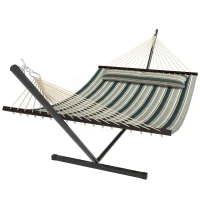 Outsunny Hamac sur pied 353 cm, hamac avec support acier avec coussin amovible et barres d'écartement, vert(m-1)