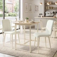 HOMCOM Sillas de comedor 2 unidades, sillas de cocina acolchadas con efecto lino y patas ligeras, crema(m-4)