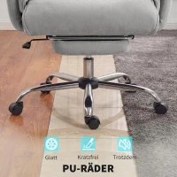 HOMCOM Bürostuhl Neigbar Höhenverstellbar Schreibtischstuhl mit Armlehne Fußstütze hoher Rückenlehne 75 x 77 x 110-118 cm Grau(m-9)