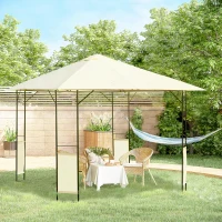 Outsunny Gazebo 3x3 m con Tettuccio Rinforzato e 4 Viti, in Acciaio Verniciato a Polvere, Nero e Crema(m-10)
