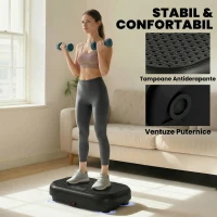 SPORTNOW Platformă Vibrantă cu 120 Niveluri de Viteză, 5 Programe și Display LED, Silențioasă, cu Benzi de Rezistență(m-7)