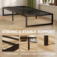 HOMCOM 3ft Single Bed Frame with Underbed Storage and Steel Slat Support, 32.5 cm Height, Noise-Free, Black(m-7)