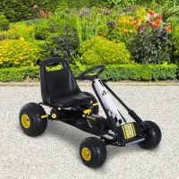 HOMCOM Vélo et véhicule pour enfants kart à pédales siège réglable frein manuel roues AR plastique acier noir jaune(m-10)