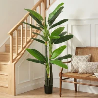 HOMCOM Arbore de Bananier Artificial, Plantă Artificială cu 18 Frunze, 180 cm, Verde(m-6)