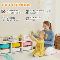 AIYAPLAY Low Height 2 Tiers Storage Organiser, Kids Toy Storage Unit with 6 Removable Bins for Bedroom, Nursery, Playroom(m-5)