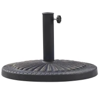 Outsunny Base Ombrellone Rotonda per Pali da Ø3,8-4,8cm con Decorazione e Manopola, Peso 15kg Ø49x32cm(m-11)