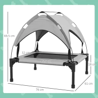 PawHut Cama para Perros Elevada con Toldo Marco de Acero y Bolsa de Transporte para Interior y Exterior 76x61x69,5 cm Gris(m-3)