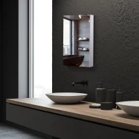 HOMCOM Armoire miroir rangement toilette salle de bain meuble mural dim. 30L x 14l x 55H cm acier inox.(m-10)