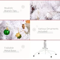 HOMCOM 5ft Snow Artificial Christmas Tree w/ Metal Stand Decorations Home Seasonal Elegant Faux White(m-5)
