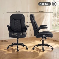 HOMCOM Linen-Look Computer Desk Chair, Executive Office Chair with Flip-Up Armrests and Thick Cushion, Black(m-3)