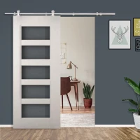 HOMCOM Wooden Sliding Door Kit Stainless Steel Smooth Operation Hardware Track Kit System Unit For Single Door 2000mm(m-2)
