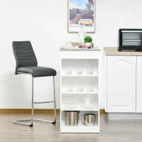 HOMCOM Table de bar pour 2 personnes, table haute mange debout avec 4 étagères ouvertes, 115x50x102,7cm, blanc et gris(m-6)