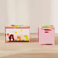 AIYAPLAY Coffre à jouet enfant coffre de rangement enfant couvercle rabattable motif animal 60 x 37 x 39 cm rose(m-3)