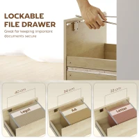 HOMCOM Computer Desk, Office Desk with Bookshelf, File Drawer and Legal Hanging File Holders, Oak Wood Effect(m-5)