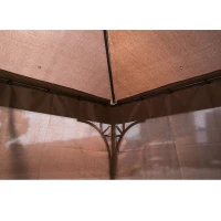 Outsunny 3 x 3(m) Garden Gazebo, Outdoor Gazebo Canopy Shelter with Curtains and Steel Frame for Lawn, Yard and Deck, Coffee(m-7)