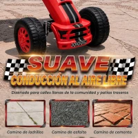 AIYAPLAY Go Kart para Niños de +3 Años con Asiento Ajustable Volante Freno Manual Marco de Aluminio y Acero Carga 30 kg Rojo(m-7)
