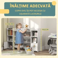 AIYAPLAY Raft pentru depozitarea jucăriilor pentru copii cu 8 containere detașabile și dulapuri, 140x30x90 cm, alb(m-6)