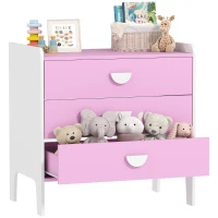 AIYAPLAY Kinder-Kommode mit 3 Schubladen, MDF, Aufbewahrungsschrank für Kinder, Rosa+Weiß(m-12)
