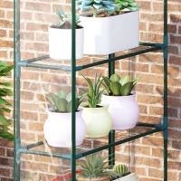 Outsunny Walk in Greenhouse with 4-Tier 8 Shelves, Green House with Hemmed Cover, Roll-up Zipped Door, Steel Frame, 143 x 73 x 195cm(m-9)