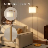 HOMCOM LED Floor Lamp with Remote Control - Gold Tone(m-8)