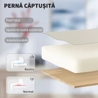 HOMCOM Scaun de birou reclinabil din piele ecologică, cu suport pentru picioare și roți, 65x67x111-119 cm, bej(m-5)