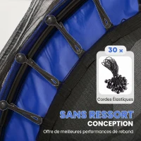 HOMCOM Trampoline Enfant Ø 1,63 × 1,9H m Filet de sécurité Porte zipée Couvre-Ressorts 6 poteaux rembourrés Inclus Bleu(m-4)