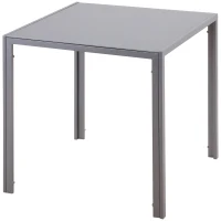 HOMCOM Table à manger pour 4 personnes, table de cuisine avec plateau en verre trempé et pieds en métal, 75 x 75 x 75 cm, gris(m-12)