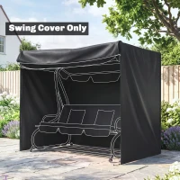 Outsunny Husă pentru Balansoar de Grădină cu 3 Locuri, Impermeabilă și Anti-UV, 220x125x172 cm, Negru(m-10)