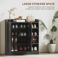 HOMCOM Shoe Storage Cabinet with Adjustable Shelves - Black(m-4)