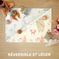 AIYAPLAY Tapis de jeu pour bébé pliable et réversible, tapis de sol en mousse épais, 200 x 150 x 1,5 cm, multicolore(m-4)