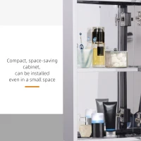 HOMCOM Bathroom Mirror Cabinet, Stainless Steel Wall Mounted Bathroom Cabinet with Mirror for Small Cloakroom Compact Space, 30 x 14 x 55 cm(m-7)