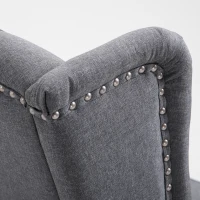 HOMCOM Recliner Armchair, Vintage Reclining Chair with Nail Head Trim, Wingback Chair with Button Tufted Back and Footrest, for Living Room, Light Grey(m-9)