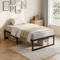 HOMCOM 3ft Single Bed Frame with Underbed Storage and Steel Slat Support, 32.5 cm Height, Noise-Free, Black(m-8)
