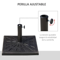 Outsunny Base para Sombrilla de Resina Peso 15 kg para Poste de Parasol de Ø3,8 cm y Ø4,8 cm para Terraza 47x47x32 cm Bronce(m-5)